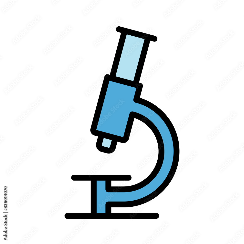 Poster microscope lineal color vector icon isolated on white. microscope flat icon for web, mobile and user