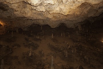 Fototapeta na wymiar Stalactites and stalagmites in the Demanova Cave of Liberty in Slovakia
