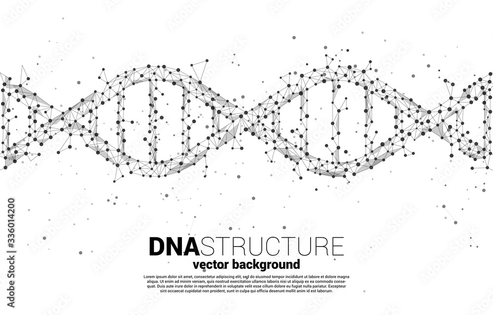 Poster vector dna genetic structure from dot connect line polygon. background concept for biotechnology and