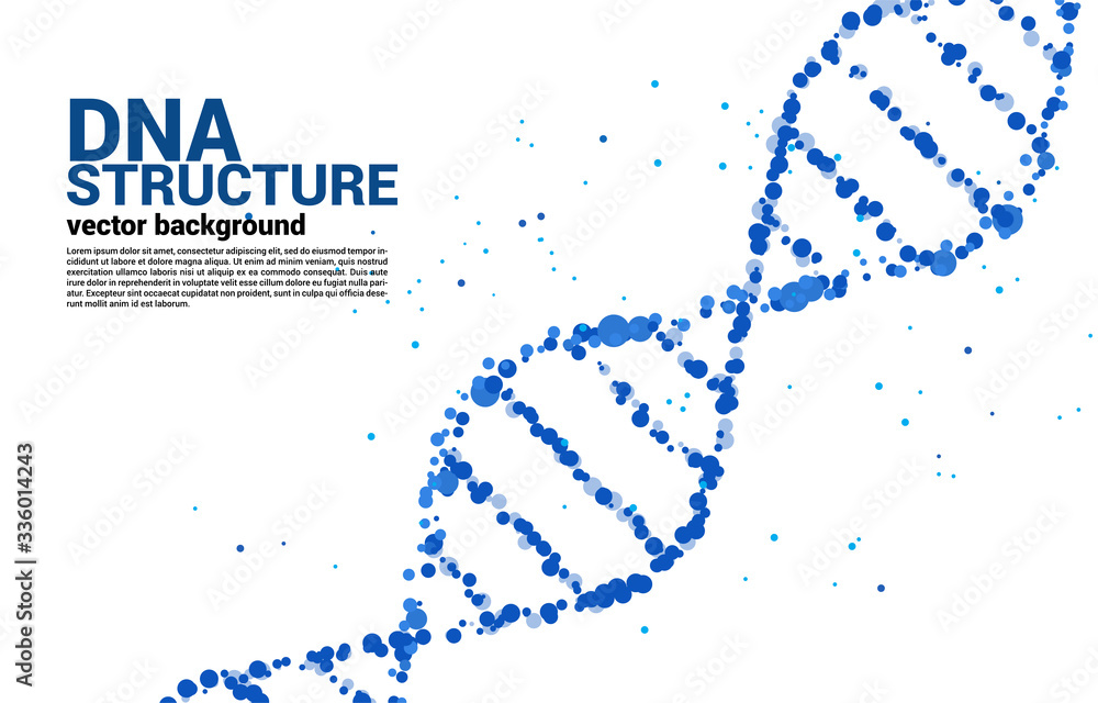 Poster vector dna genetic structure from dot random. background concept for biotechnology and biology scien