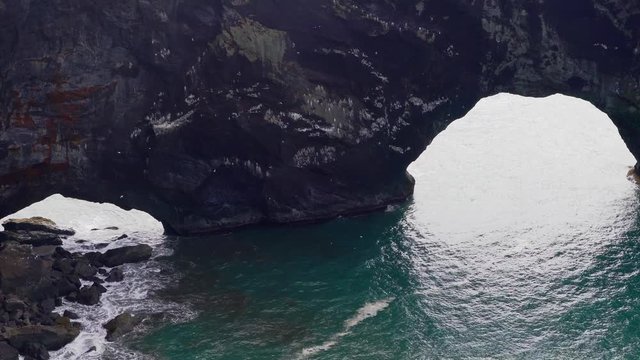 Beautiful wild lava rock formation along the coast of Iceland.