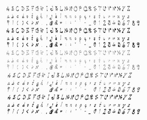 Fototapeta na wymiar Hand drawn letters vector alphabet set eps10