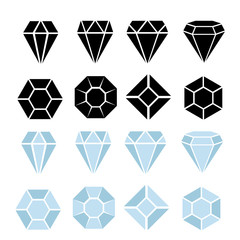 Abstract black and color shine diamond cristal collection icon for gemstone concept design