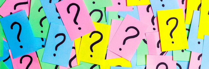 question marks written reminders tickets
