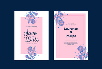 wedding invitation card with flowers