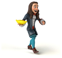 3D Illustration of a cartoon man in historical baroque costume