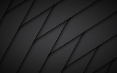 Dark black abstract background with textured overlap layers. Simple vector illustration with blank space for your text