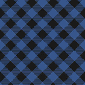 Lumberjack plaid dark blue pattern. Vector seamless illustration. Textile template.