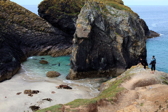 Lizard (England), UK - August 16, 2015: Lizard Peninsula area and beaches, Cornwall, England, United Kingdom.