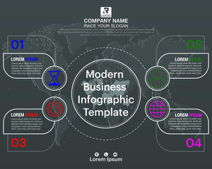 Modern business infographic template design with 4 options - Vector 