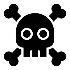 Skull with crossbones vector illustration, solid style icon