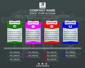 Infographic design for Business concept with 4 options, steps or processes with icons.Vector Format