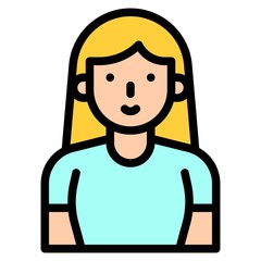 Woman avatar vector illustration, filled style icon