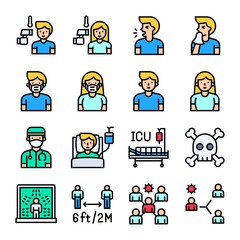 Coronavirus disease 2019 related icon set 2, filled style
