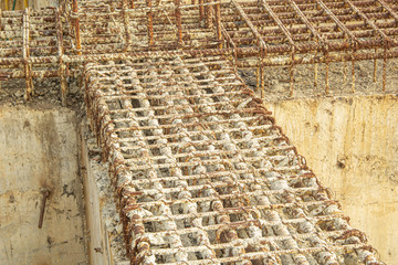 Close-up of old reinforced concrete
