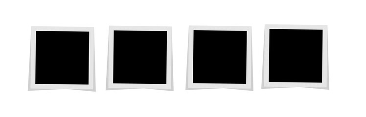 Black and white photo frame with shadows isolated on white background. Vector illustration - Vector