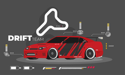 Naklejka premium Vector racing car isolated on color background