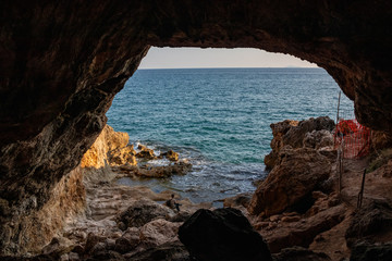 grotta delle Capre (Goat cave) in the sea of the Circeo national park. Latina, Lazio, Italy