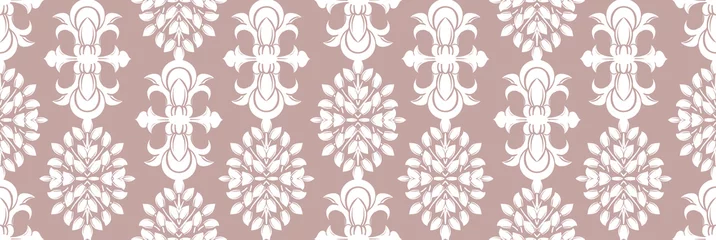Foto auf Glas Vector ornament seamless pattern. Elegant white damask decor. Texture with simple element geometric shapes. © WI-tuss