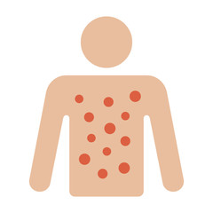 Skin rash, contact dermatitis or eczema on body flat vector color icon for apps and websites