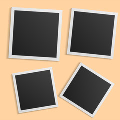 Black and white photo frame with shadows isolated on white background. Vector illustration - Vector