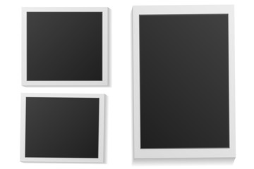 Black and white photo frame with shadows isolated on white background. Vector illustration - Vector