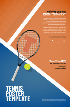 Tennis tournament poster template with sample text
