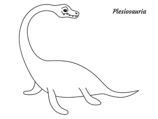 Coloring page outline Plesiosauria dinosaur. Vector illustration