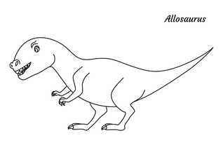 Coloring page outline Allosaurus dinosaur. Vector illustration