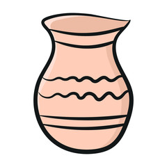 Hand drawn icon of pottery, handmade clay pots 