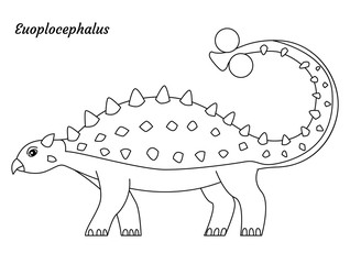 Coloring page outline Euoplocephalus dinosaur. Vector illustration