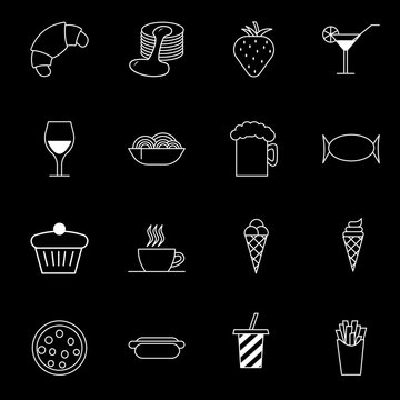 Collection of food thin line vector icons