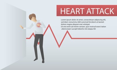 Man suffering from chest pain, having heart attack or painful cramps,Severe heartache,Healthcare and medical concept,Vector illustration.
