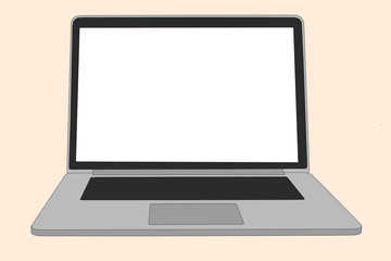 Laptop Isolated on White Background. Illustration.