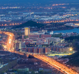 aerial view of Beijing city at night