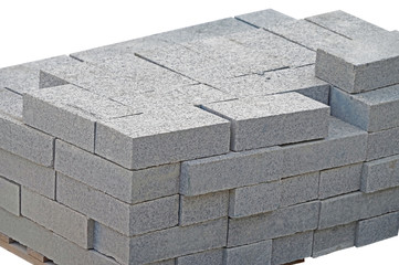 Tile blocks on pallets lie next to each other