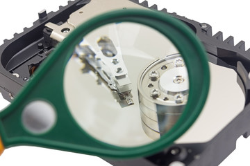 Hard Disk Drive with a Magnifying Glass Scanning