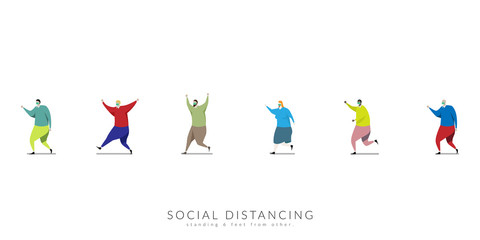 social distancing concept. people keep spaced between each other for social distancing, increasing the physical space between people to avoid spreading illness during transmission of COVID-19 outbreak