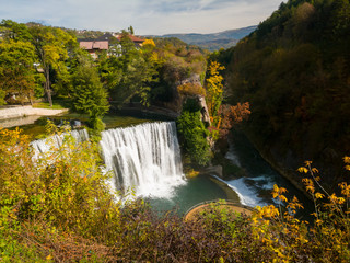 The waterfall in Jajce on the Pliva River is almost in the center of the city, below the waterfall it flows into Vrbas.
