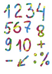 Set of numbers. Numbers on a white background. Illustration for the decor and design of posters, postcards, prints, stickers, invitations, textiles and stationery.