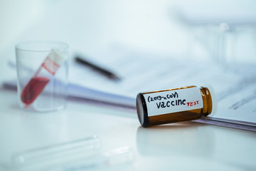 Test sample of coronavirus vaccine.
