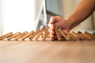 Small wooden stacked On the desk at home