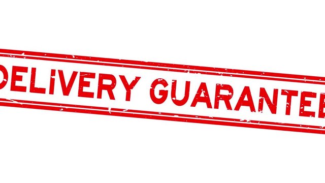 Grunge red delivery guarantee word square rubber seal stamp zoom in white background