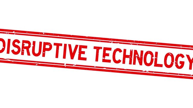 Grunge red disruptive technology word square rubber seal stamp zoom in white background