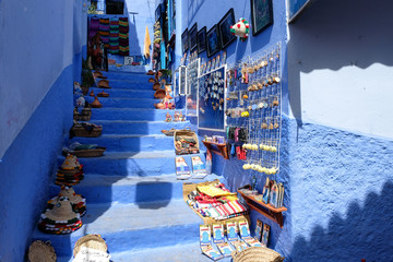 Fototapeta na wymiar Souvenirs street sale in city of Chefchaouen,Morocco.