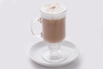 Glass cup of coffee latte