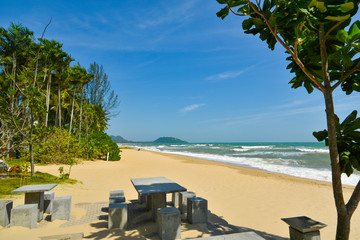 Naklejka premium tropical beach with palm trees