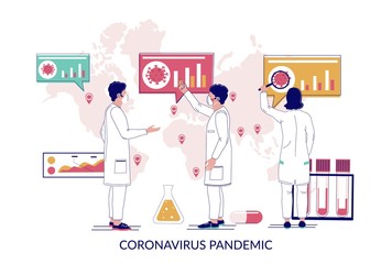 Coronavirus pandemic world spread, vector flat illustration