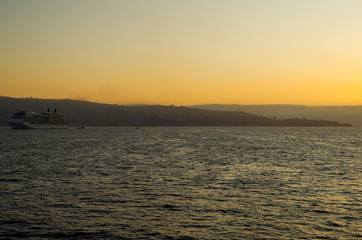 Modern Celebrity Cruises luxury cruiseship or cruise ship liner Celebrity Eclipse in bay of San...