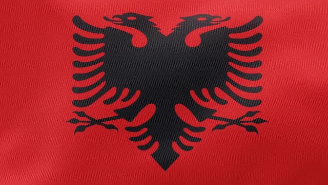 Albania flag Albania flag unfolding waving on green screen alpha transition 3d Render